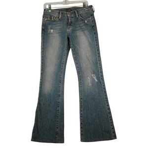 Hint Jeans Women's Size 5 Flare Bootcut Distressed Blue Denim Pants
